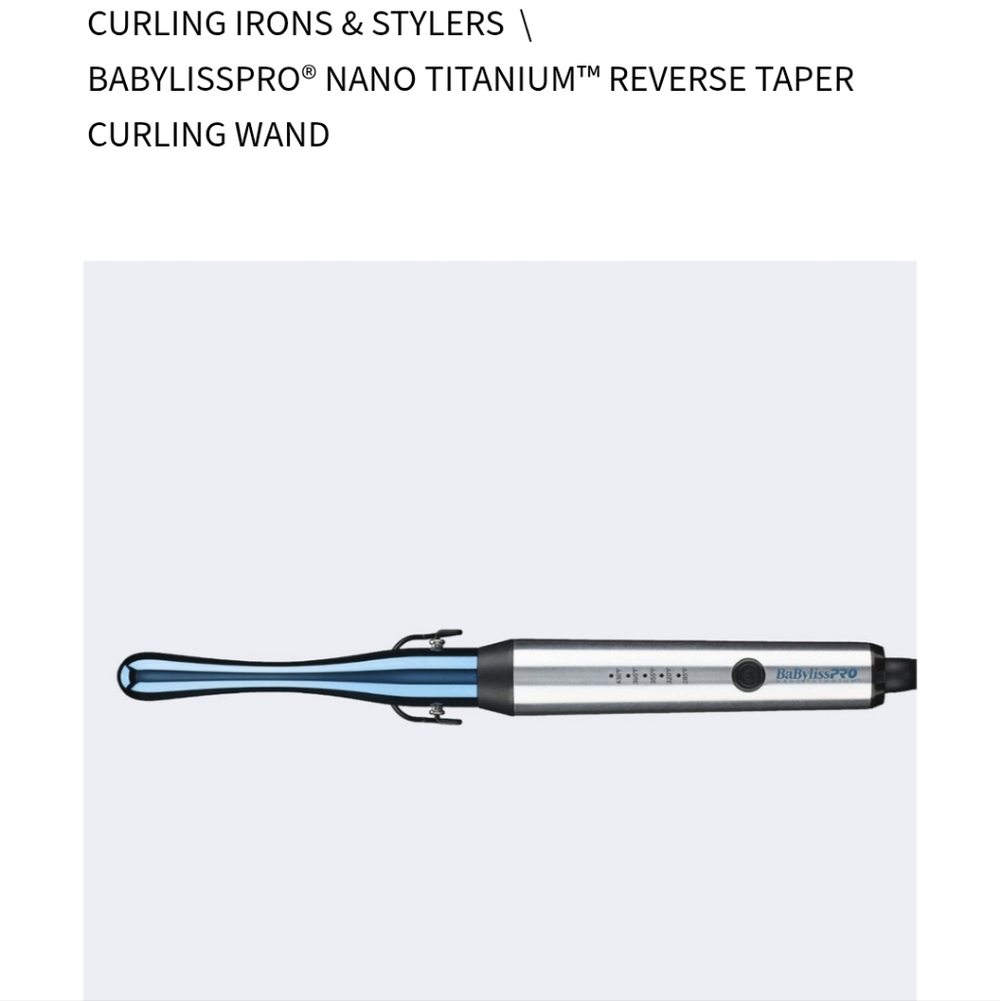 BaBylissPRO Nano Titanium Reverse Taper Curling Wand - Blue and Silver